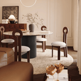 Round terrazzo dining table with durable design, perfect for home gatherings